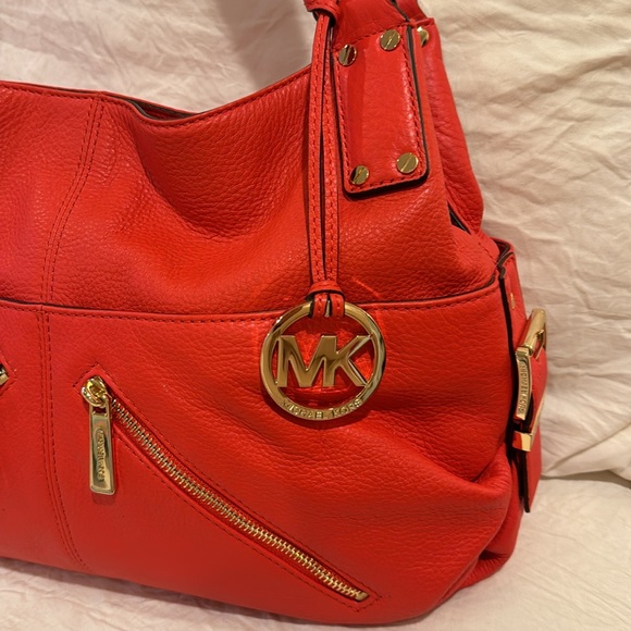 NWOT BEAUTIFUL MICHAEL KORS ORANGE/RED HANDBAG - Picture 2 of 6